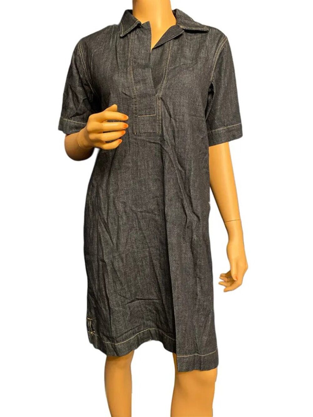 Lauren Ralph Lauren Dark Blue Denim Shirt Dress with Pockets Size Small